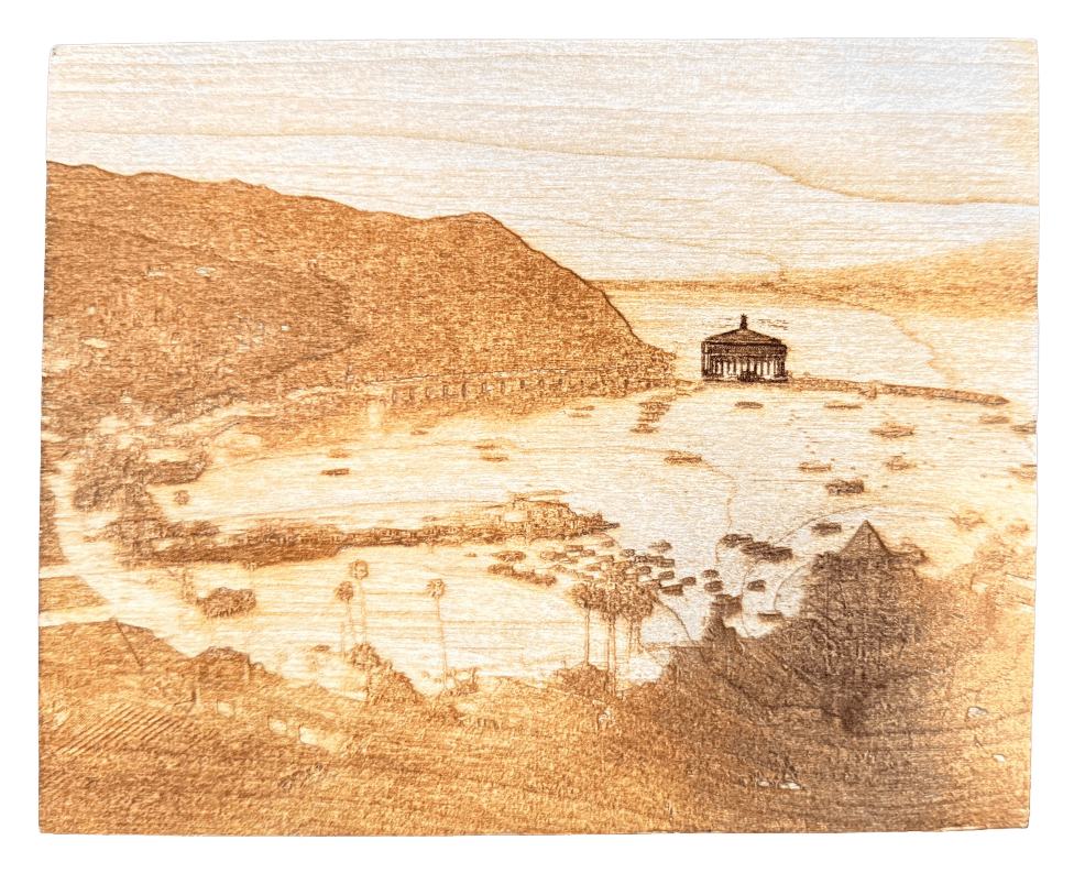 Avalon Bay, Catalina Island Plaque, engraved poplar