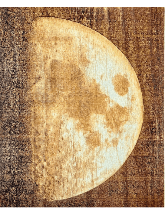 Lunar Surface Moon Plaque, engraved poplar